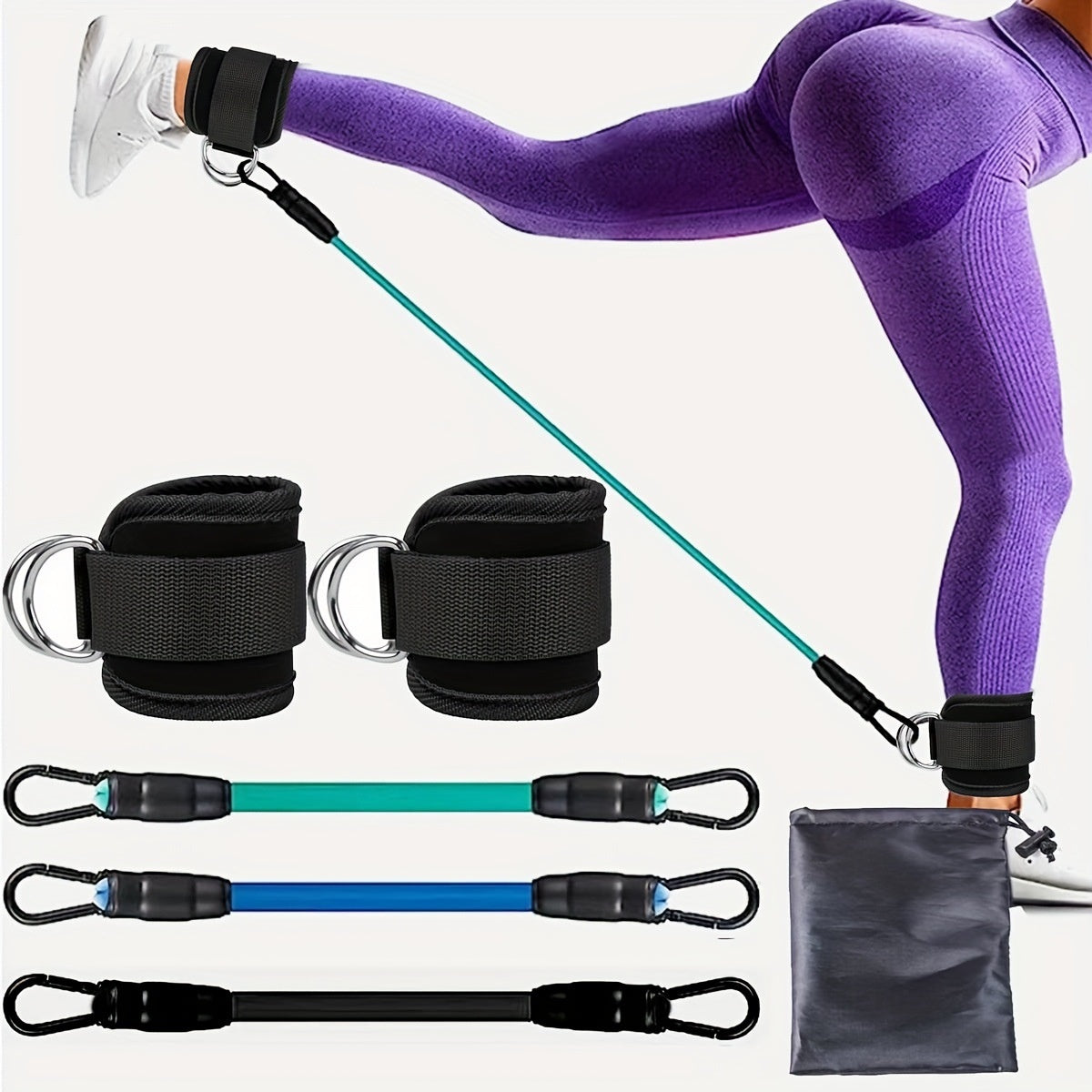 Ankle Resistance Training Set | Elastic Bands for Glute & Leg Workout | Home Fitness Equipment